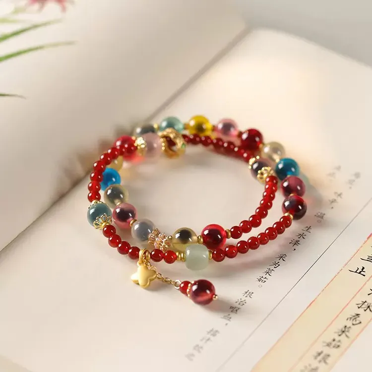 手链 双圈七彩“甜心糖”四叶草款精品转运送女友闺蜜礼物