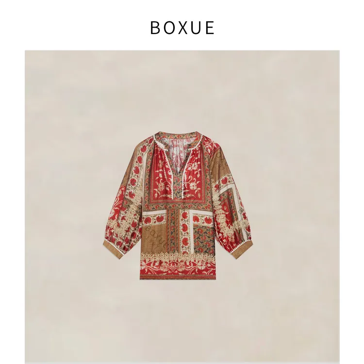 BOXUE”藤野”2025夏款高级感天.丝麻烧花刺绣轻奢 T恤#250513T2447