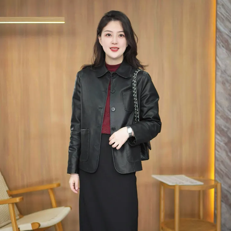 秋季皮外套显瘦气质款外套水洗皮皮衣