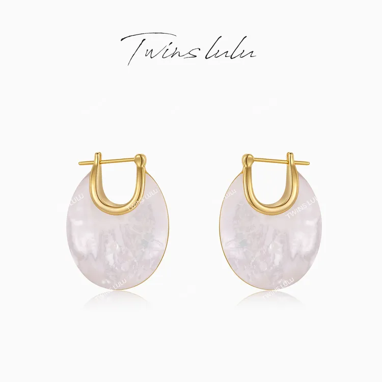 TWINS LULU 【圆贝】双十二 轻奢气质时尚百搭椭圆形耳环TSL3275