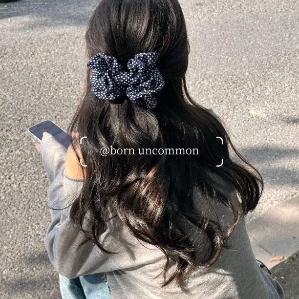 韩系甜美波点蝴蝶结发夹女高级感后脑勺半扎发夹子马尾弹簧夹发饰