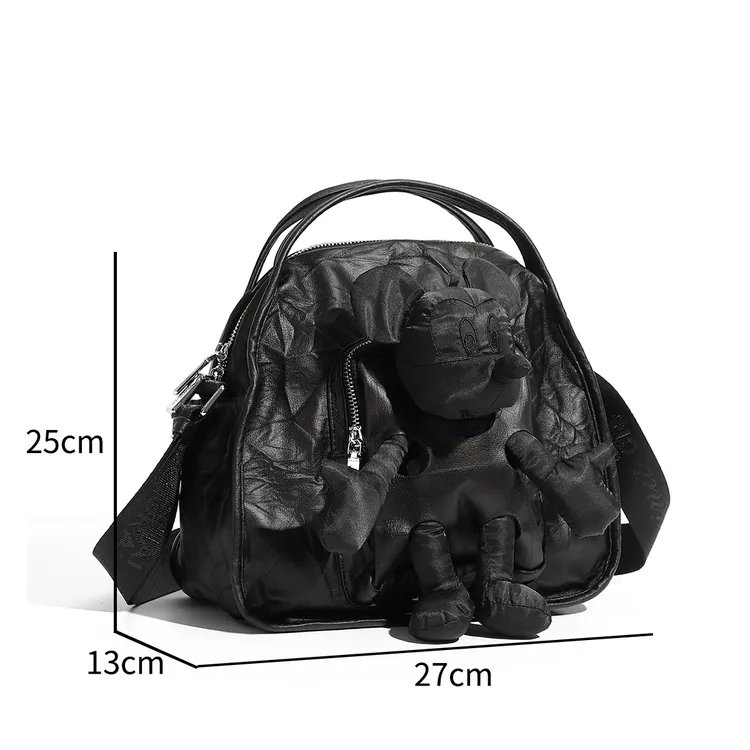 甜美潮流黑色多层款百搭欧美小众休闲女士女士包包斜挎单肩腋下包