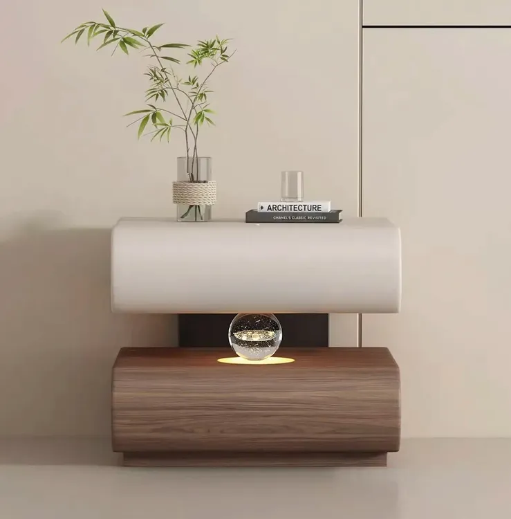 意式轻奢床头柜2026新款高级感悬浮带灯卧室家用收纳创意床边储物