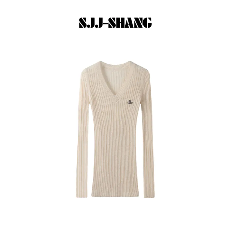 SJJ-SHANG【冬日星球】西太后V领马海毛羊毛混纺针织衫q135754p