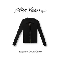 M.Y媛总 2025秋冬新款针织衫时尚套头长袖简约翻领上衣1LY816