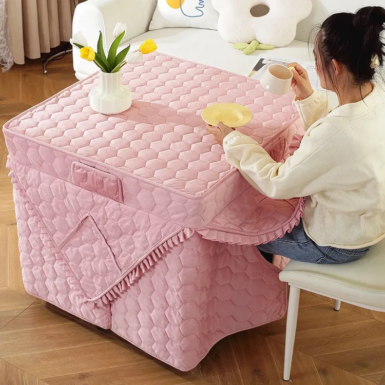 电暖炉烤火罩套电炉烤火炉桌罩加绒烤火套正方形80x80加厚烤火罩