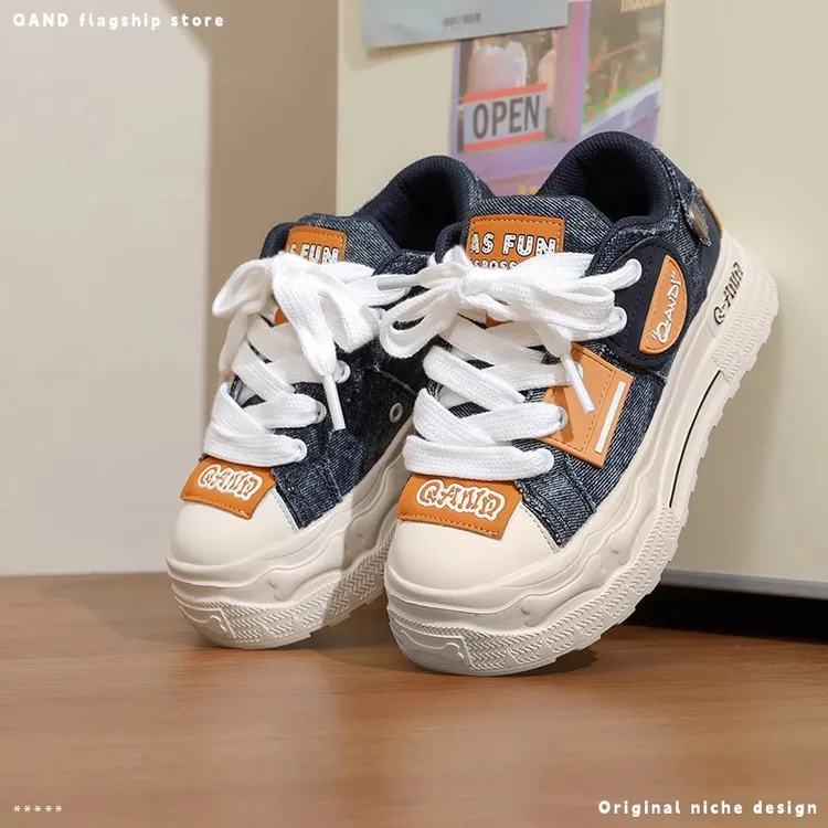 奇安达冬季情侣百搭时尚板鞋休闲鞋厚底增高帆布鞋运动鞋轻便新款