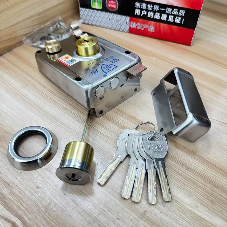 （拍1发5）外装门锁防盗锁不锈钢材质1.2厚铜头叶片锁铜芯铜斜舌