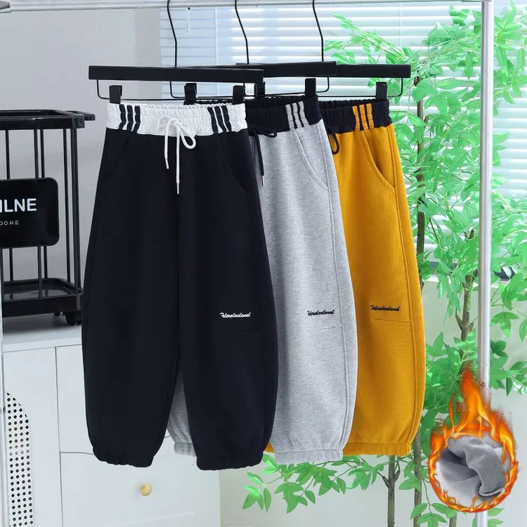 【立体加绒】2025男女童男童加绒时尚冬季宽松抗寒卫裤休闲儿童裤子