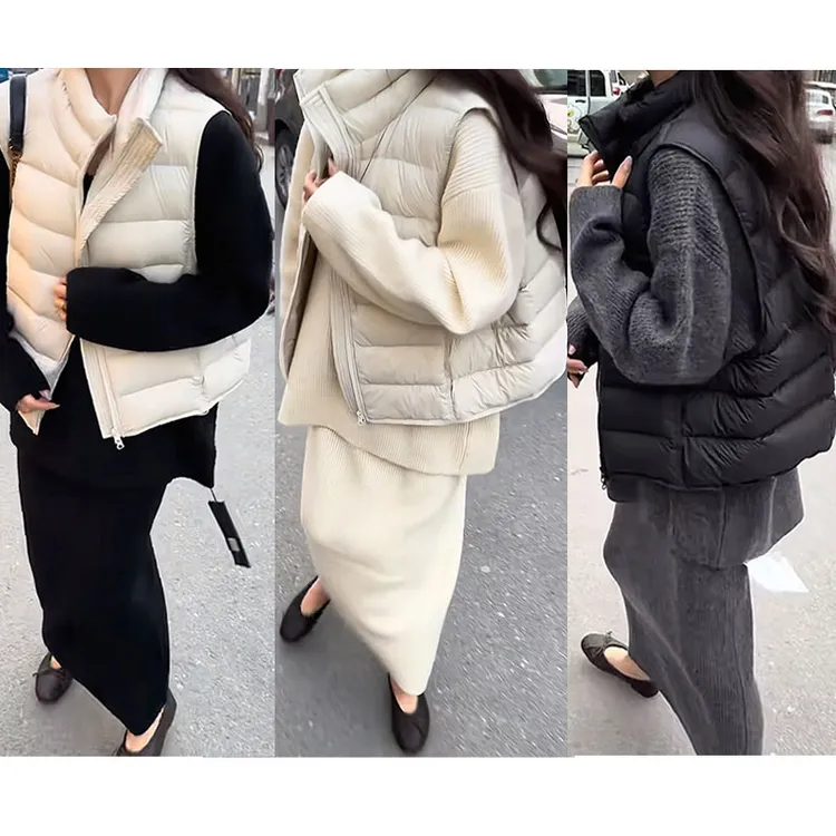 秋季一整套女装2025新款韩版立领保暖马甲外套针织上衣半身裙套装