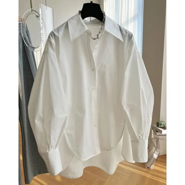 K9001欧洲站春装羊腿袖宽松长袖白衬衫女春秋设计感小众上衣潮