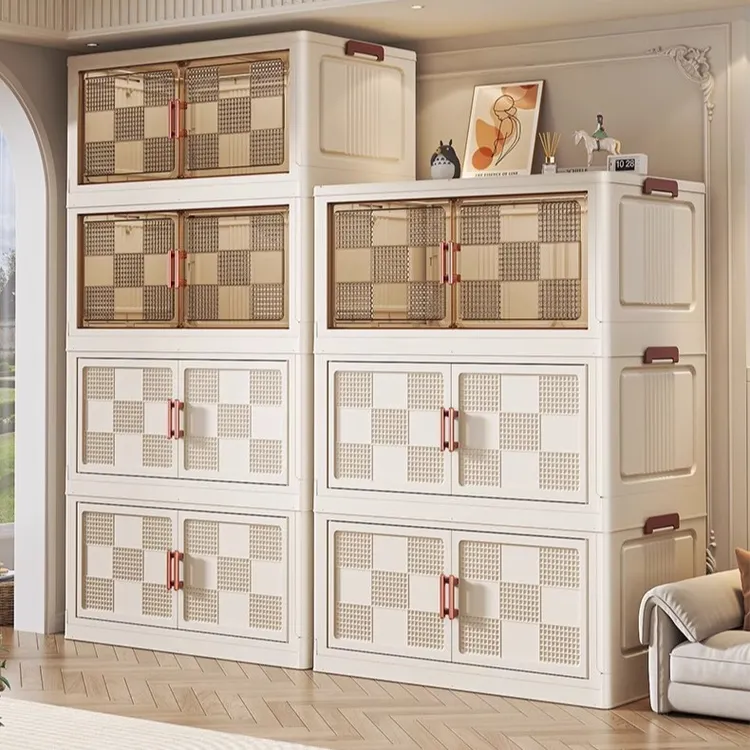 50cm免安装简易可折叠收纳柜家用客厅杂物收纳零食储物柜子大容量