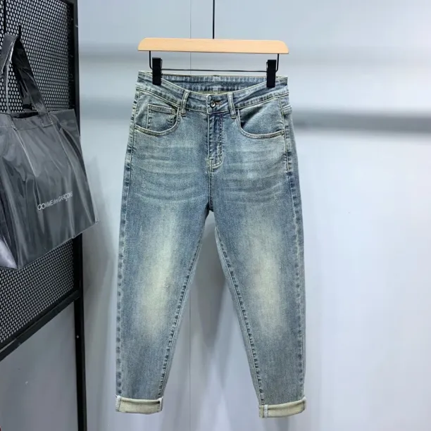 【永浩同款】AGO9288春夏新品复古做旧高弹牛仔裤