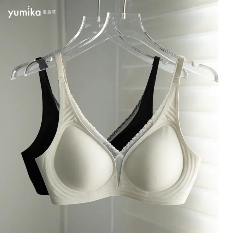 【小胸饱满】法式浪漫三角杯文胸女无钢圈舒适薄款3D立体杯内衣