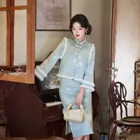 苏故里【纸鸢逐风】文艺气质修身高端日常旗袍奢华气质双层衣长110