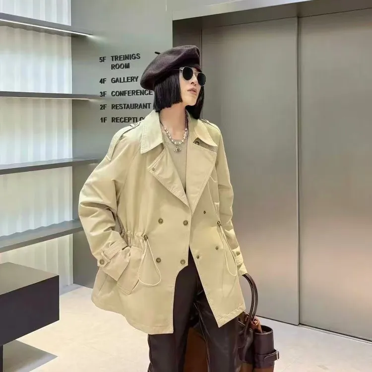 胖胖家*新款百搭显瘦收腰风衣外套