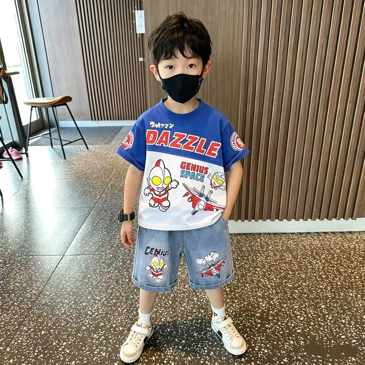 男童夏装奥特曼衣服新款短袖T恤儿童装夏季痞帅套装帅气印花韩版