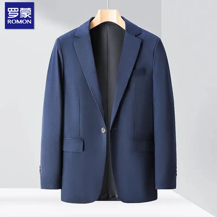 罗蒙春秋新款中青年男士高级百搭商务休闲潮流修身韩版西服外套男