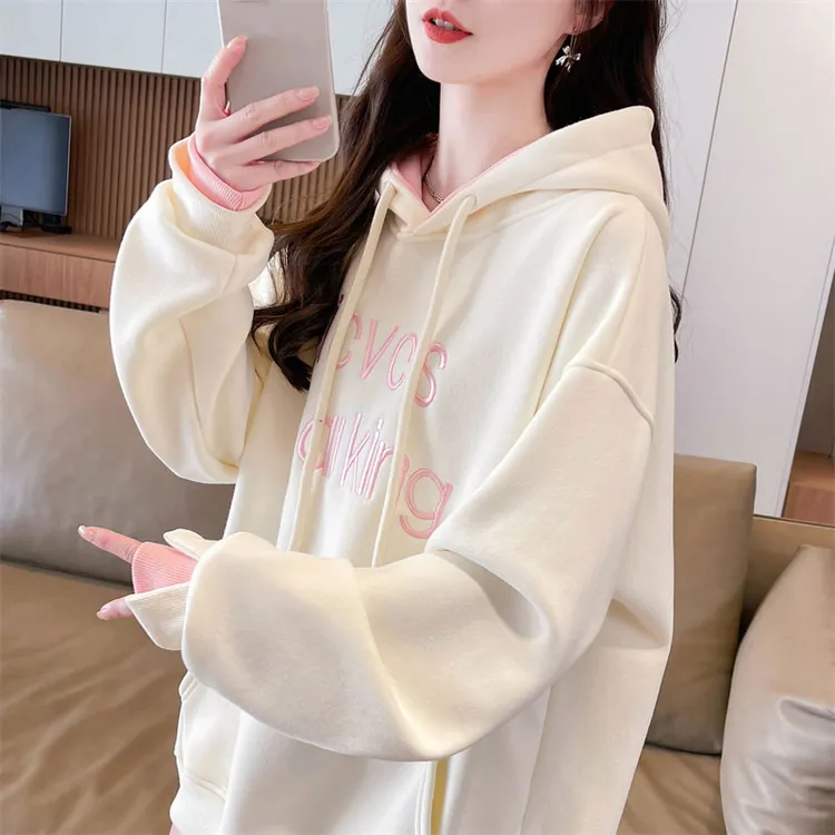 设计感小众假两件卫衣女春秋季2025新款韩版宽松薄款连帽上衣外套