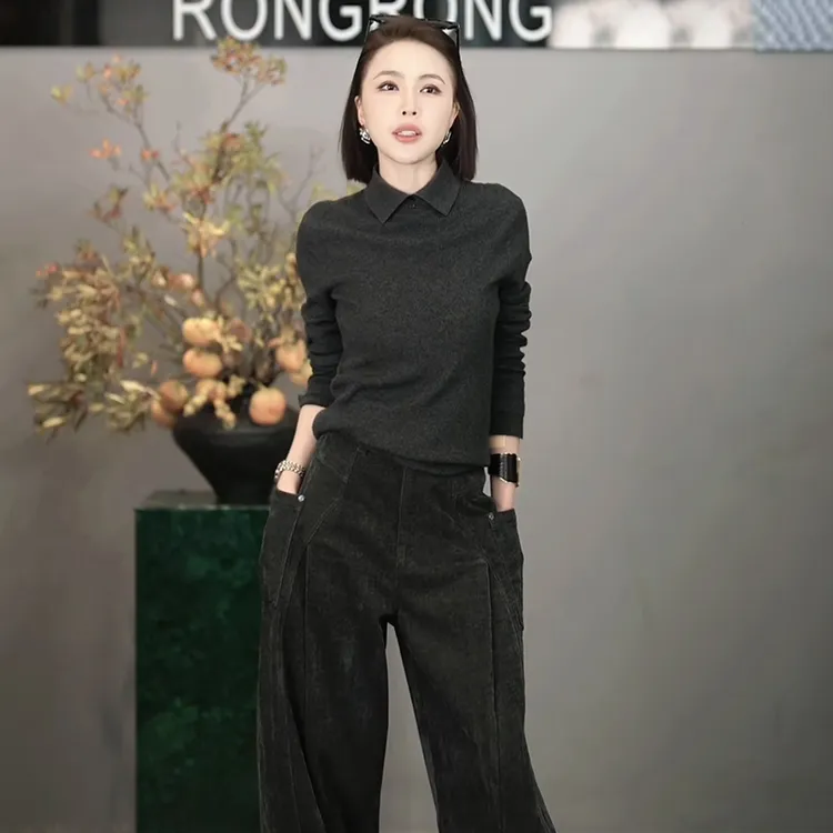 溶溶【年度神器】RONGRONG 绵羊毛混纺自发热感衬衫版毛衣 RR2412-2
