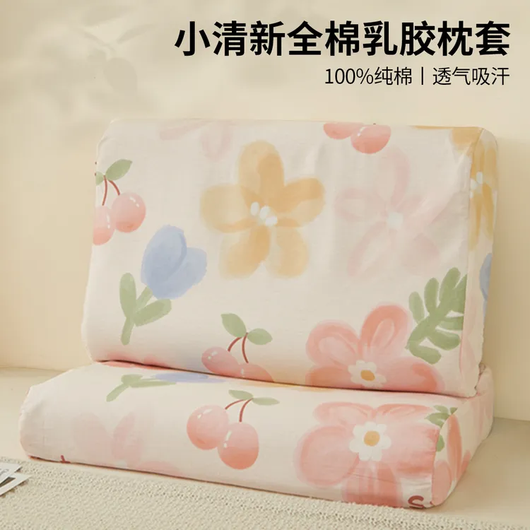小清新纯棉乳胶枕套40x60一对装橡胶记忆枕头套30x50儿童全棉整套
