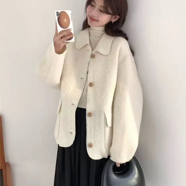 韩国东大门egg2025秋冬新款双面呢羊毛外套温柔风大衣803