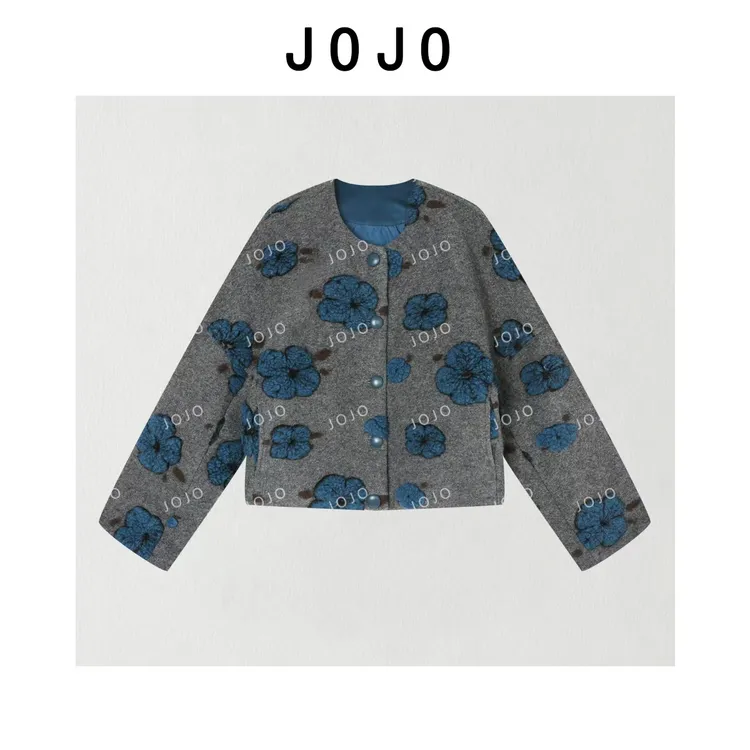 玖了个玖 2025冬款 极简百搭立体撞色毛圈花朵圆领外套 2510C6805