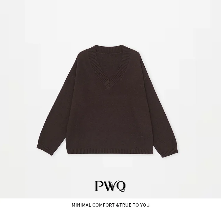 【纱幕】上衣山羊绒V领长袖绵羊毛针织衫ASJ-25112719-DI