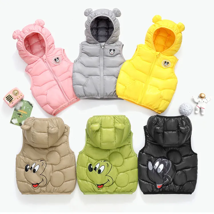 1岁儿童连帽马甲女童米奇亮灯洋气马夹宝宝秋冬外穿保暖2男童连帽