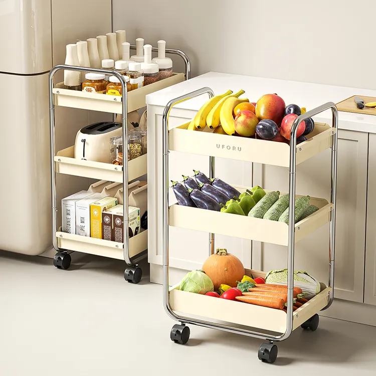 橱明星厨房置物架多功能小推车落地多层家用夹缝果蔬调料品收纳架