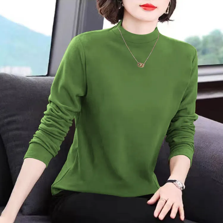 秋冬双面德绒上衣女长袖时尚小衫妈妈保暖秋衣洋气女士内搭打底衫