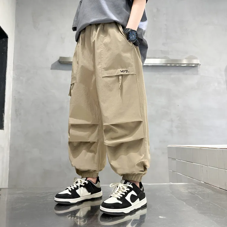 男孩男童裤子夏装新款工装裤中大童速干裤儿童宽松运动薄款长裤