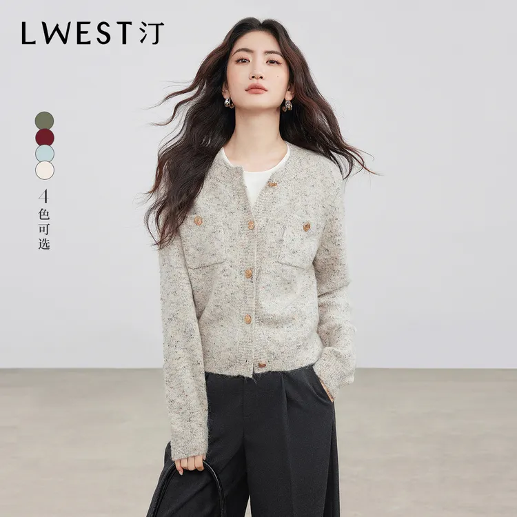 朗文斯汀2025冬季新款法式优雅花纱小香风针织开衫DTYZ4508C07370