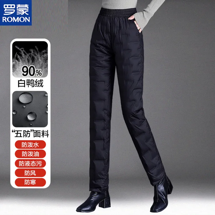 罗蒙羽绒裤女秋冬季外穿高腰2025新款中老年妈妈大码保暖棉裤子