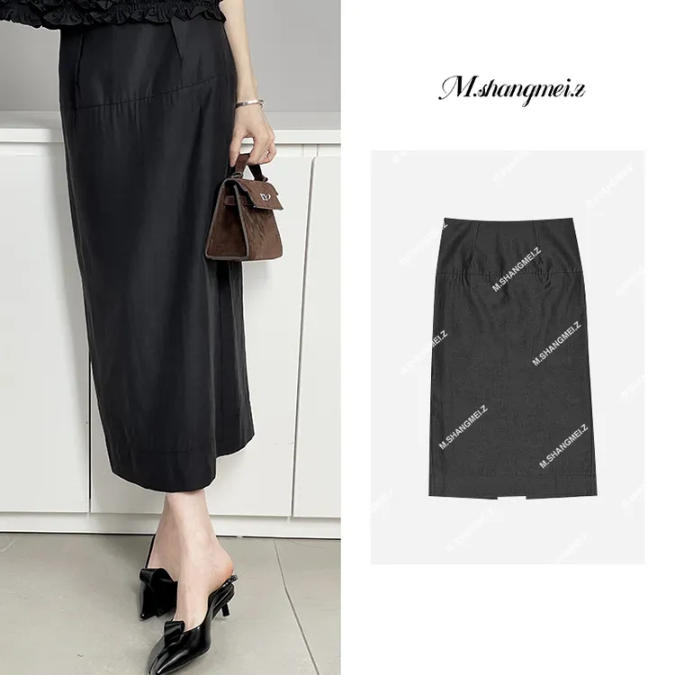 M.SHANGMEI.Z/沐熙【蚕丝裙】美大哥简约薄款舒适百搭半身裙X042297