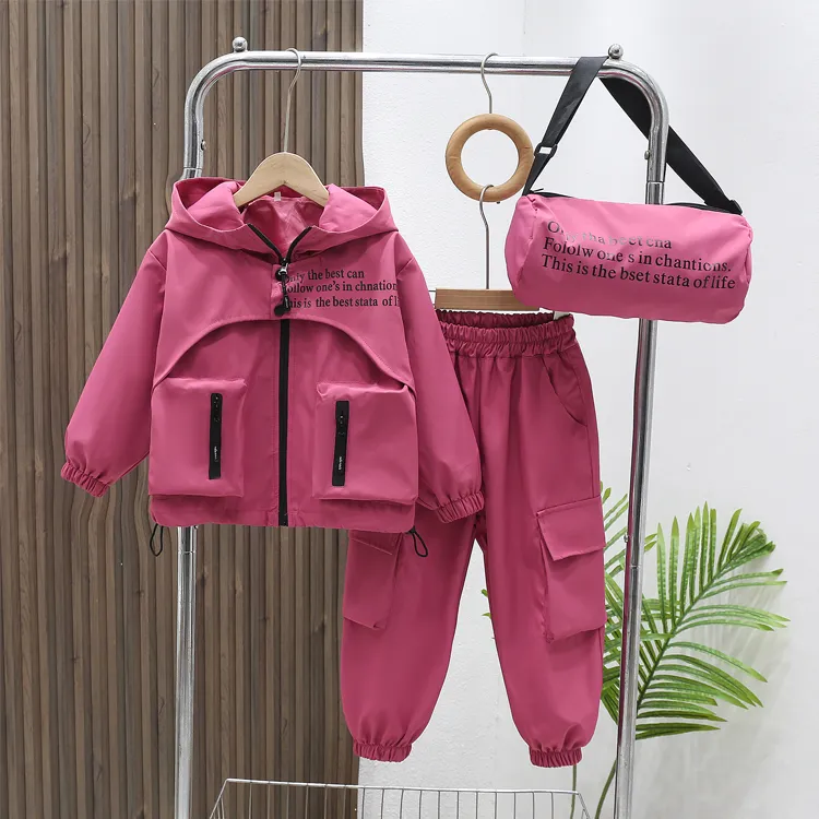 女童2025春季套装新款洋气中大童女孩立体口袋运动工装裤两件套潮