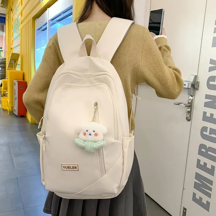 包包女大学生双肩包高中生大容量双肩包初中生时尚纯色高颜值包