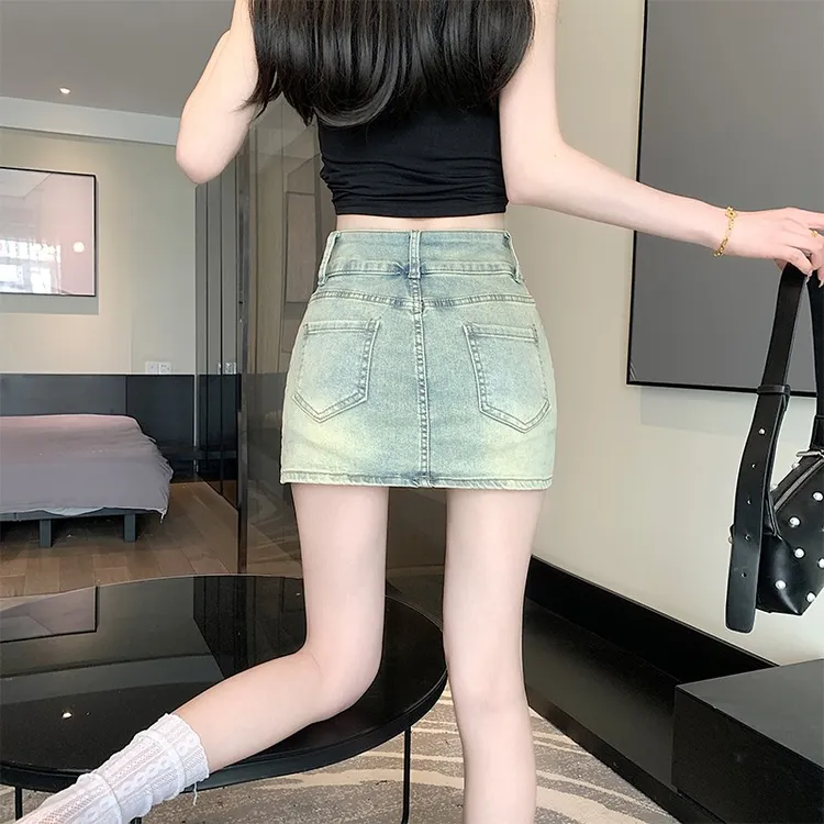 高腰包臀牛仔短裙女辣妹2025年小个子显瘦大码防走光半身裙裤