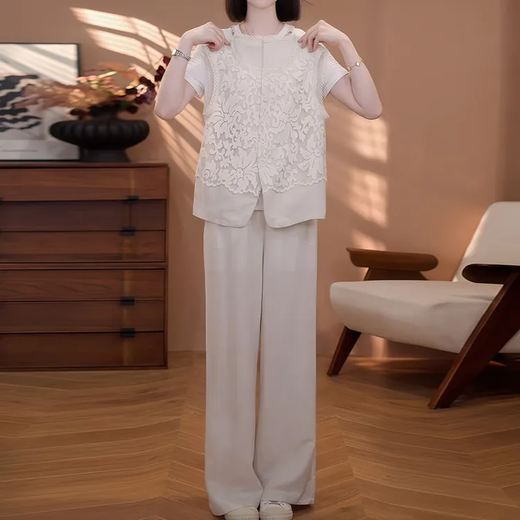 2026年夏季新款设计感小个子慵懒风气质套装女遮肉上衣长裤两件套