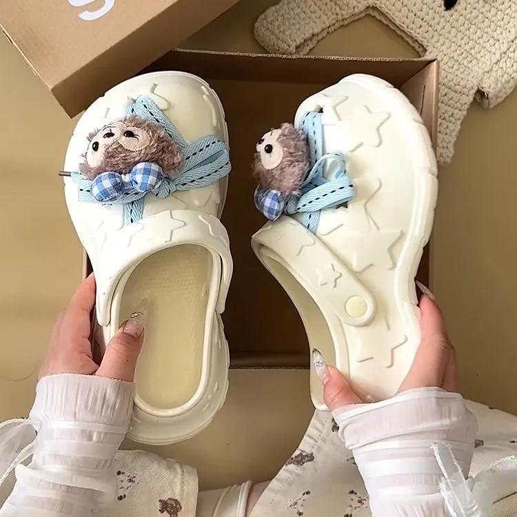 卡通2025新款夏外穿厚底踩屎感沙滩半洞洞鞋女款2025新款爆款