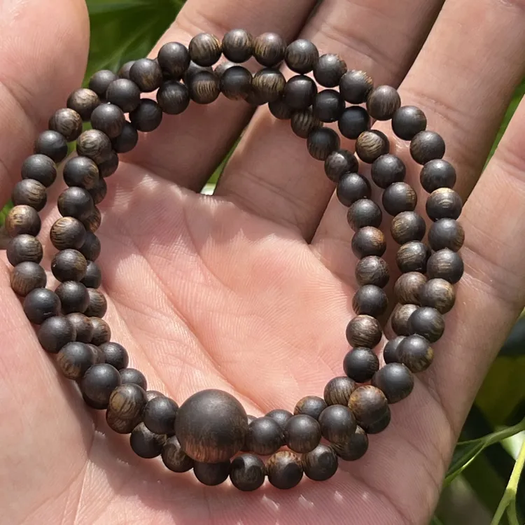 沉香108颗沉香手串沉浮卡5mm/9克锁骨链加大珠天然奇楠沉香手串