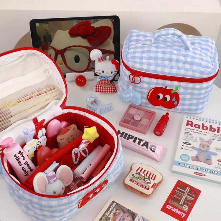 今日心情化妆包女大容量外出便携旅行可爱风手提分区化妆品收纳包