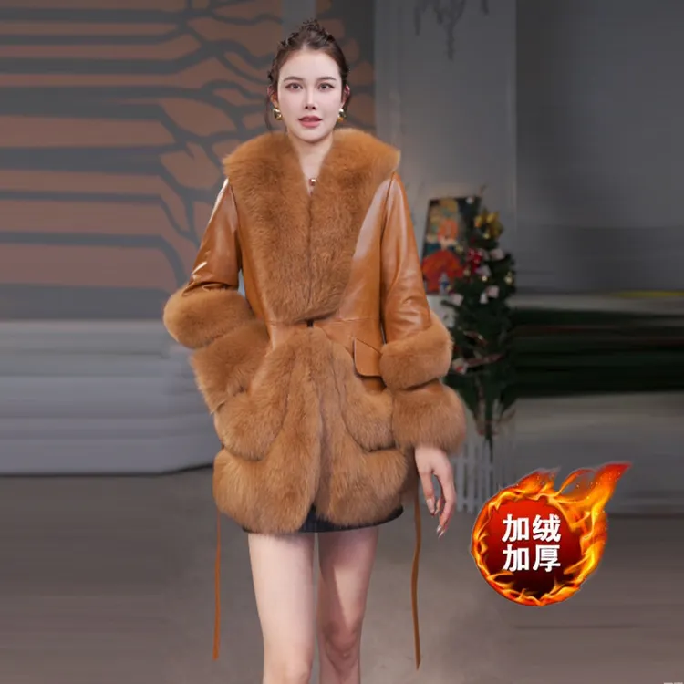 2025新款冬海宁狐狸毛皮草鹅绒内胆加厚显瘦真皮年轻款皮草外套女