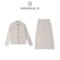 MANNALA丨“法香套装”美丽诺羊毛拼接花边背心半裙套装 Q4724