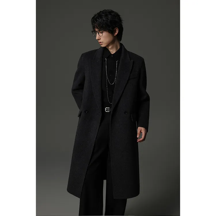 【全羊毛长款】新款羊毛大衣男宽松保暖时尚潮流休闲简约百搭大衣