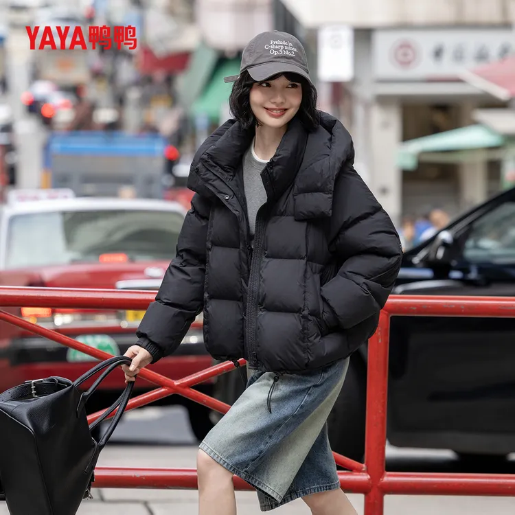 YAYA鸭鸭短款羽绒服女2025新款冬季时尚加厚保暖小个子面包服外套