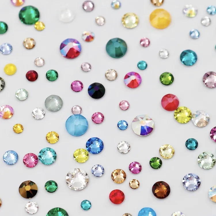 奥克兰混彩平底圆美甲平底钻爆闪水晶钻2088圆形DIY贴钻