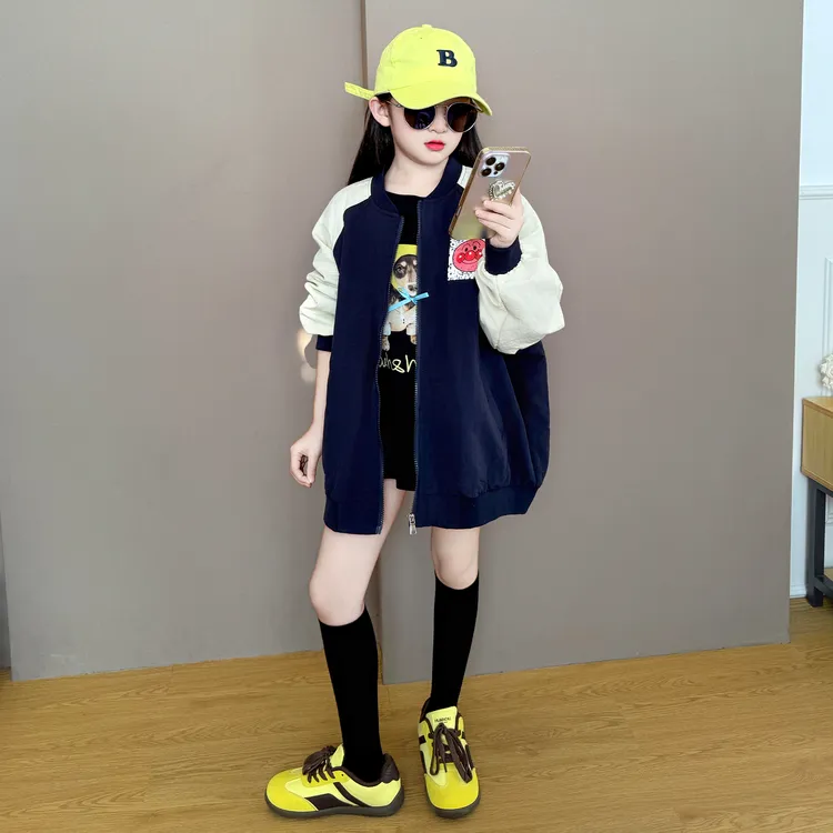 女童棒球服2025春秋装新款洋气中大童外套儿童韩版运动慵懒风上衣