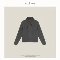 ELLETIAN "灰调叙事"100绵羊毛 设计感高领毛衣开衫EADM050