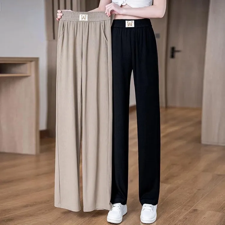 窄版阔腿休闲裤女2025春秋新款高腰垂感直筒显瘦洋气百搭休闲长裤